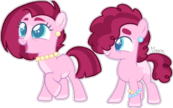 Size: 2129x1331 | Tagged: safe, artist:kurosawakuro, oc, oc only, earth pony, pony, base used, bracelet, brother and sister, colt, duo, female, filly, jewelry, magical lesbian spawn, male, necklace, offspring, parent:pinkie pie, parent:tempest shadow, parents:tempestpie, siblings, simple background, solo, transparent background