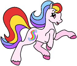 Size: 415x356 | Tagged: safe, artist:muhammad yunus, oc, oc only, oc:rainbow glow, earth pony, pony, 2021 community collab, derpibooru community collaboration, g2, base used, cute, g2betes, jumping, looking at you, ocbetes, simple background, solo, transparent background