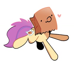 Size: 1500x1329 | Tagged: safe, artist:kindakismet, oc, oc only, oc:paper bag, pony, fake cutie mark, heart, simple background, solo, white background