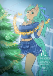 Size: 1134x1604 | Tagged: safe, artist:yuichi-tyan, oc, oc only, earth pony, anthro, chrismas, commission, digital art, solo, ych example, ych sketch, your character here