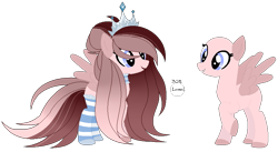 Size: 900x494 | Tagged: safe, artist:inspiredpixels, artist:tree-tokiomoon, oc, oc only, oc:grace, oc:gracie, pegasus, pony, base used, base:selenaede, clothes, crown, diamond, jewelry, regalia, simple background, socks, solo, striped socks, transparent background