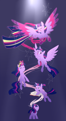 Size: 2000x3666 | Tagged: safe, artist:theroyalartofna, twilight sparkle, alicorn, pony, unicorn, g4, age progression, big crown thingy, blank flank, book, element of magic, eyes closed, female, filly, filly twilight sparkle, glowing horn, high res, horn, jewelry, mare, open mouth, ponytail, rainbow power, reading, regalia, self ponidox, solo, speedpaint available, spread wings, twilight sparkle (alicorn), unicorn twilight, wings, younger