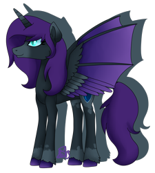 Size: 1762x1961 | Tagged: safe, artist:spokenmind93, oc, oc:nyx, alicorn, pony, alicorn oc, bat wings, colored hooves, concave belly, cutie mark, g5 concept leak style, horn, hybrid wings, interpretation, simple background, solo, thin, thin legs, transparent background, wings