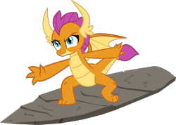 Size: 2926x2084 | Tagged: safe, anonymous artist, derpibooru exclusive, smolder, dragon, g4, sweet and smoky, .svg available, claws, confident, dragon lands, dragoness, female, high res, horns, lava, lava surfing, simple background, smiling, smugder, solo, spread wings, surfboard, surfing, svg, transparent background, vector, wings