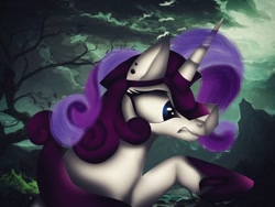 Size: 1080x810 | Tagged: safe, artist:rxndxm.artist, rarity, pony, unicorn, g4, ear piercing, eyelashes, female, helmet, hoof shoes, mare, outdoors, piercing, solo, tree