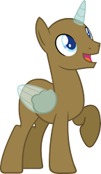 Size: 983x1695 | Tagged: safe, artist:pegasski, oc, oc only, alicorn, pony, g4, marks for effort, alicorn oc, bald, base, frown, horn, looking up, male, open mouth, raised hoof, simple background, smiling, solo, stallion, transparent background, transparent horn, transparent wings, two toned wings, wings