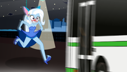 Size: 1920x1080 | Tagged: safe, anonymous artist, artist:nemmysis, artist:videogamefan6, editor:grapefruitface, trixie, human, equestria girls, g4, adorasexy, bare shoulders, blue underwear, blushing, breasts, bus, cat ears, city, cleavage, clothes, cute, dress, dress lift, embarrassed, embarrassed underwear exposure, feet, female, flower bikini, high heels, night, outdoors, panic, panicking, panties, panty shot, running, running late, sexy, shoes, skirt, skirt lift, sleeveless, solo, strapless, streetlight, stupid sexy trixie, this will end in isekai, trixie's big snooze, underwear, upskirt, vector used, wallpaper