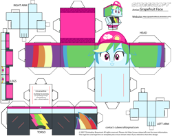 Size: 2979x2354 | Tagged: safe, artist:grapefruitface1, rainbow dash, equestria girls, g4, clothes, craft, cubeecraft, hat, high res, papercraft, printable, sandals, solo, swimsuit