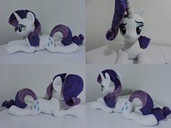 Size: 1597x1197 | Tagged: safe, artist:little-broy-peep, rarity, pony, unicorn, g4, female, irl, lying down, mare, photo, plushie, prone, solo