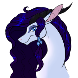 Size: 1280x1282 | Tagged: safe, artist:9centschange, oc, oc only, oc:astraea, draconequus, hybrid, bust, draconequus oc, female, interspecies offspring, looking at you, offspring, parent:discord, parent:rarity, parents:raricord, profile, simple background, solo, white background