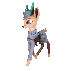 Size: 512x512 | Tagged: safe, artist:snecy, deer, equestria at war mod, 3d, animated, army, clothes, military uniform, simple background, solo, transparent background, uniform, war