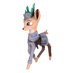 Size: 512x512 | Tagged: safe, artist:snecy, deer, equestria at war mod, 3d, animated, army, clothes, military uniform, simple background, solo, transparent background, uniform, war