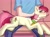 Size: 2048x1514 | Tagged: safe, artist:chibadeer, roseluck, human, pony, g4, behaving like a cat, collar, commissioner:doom9454, fluffy, human on pony petting, lying down, pet tag, petting, pony pet, purring, rosepet