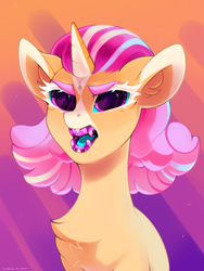 Size: 1500x2000 | Tagged: safe, artist:zlatavector, oc, oc only, pony, unicorn, angry, art trade, female, fluffy, hair, halfbody, mare, solo, trade