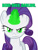 Size: 947x1246 | Tagged: safe, rarity, pony, unicorn, g4, inspiration manifestation, bend over, caption, darling, evil smirk, female, glowing eyes, glowing horn, green eyes, horn, inspirarity, looking at you, mare, meme, possessed, rapeface, smiling, smirk, text