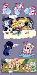Size: 4000x8000 | Tagged: safe, artist:loryska, applejack, fluttershy, rarity, trenderhoof, zephyr breeze, oc, oc:ashmeade, oc:brick hoof, oc:indigo sky, oc:ipomoea (loryska), oc:plumeria, earth pony, hybrid, pegasus, pony, unicorn, g4, absurd resolution, baby, baby pony, ball, blushing, butt, chest fluff, clothes, cloven hooves, coat markings, colored wings, colored wingtips, colt, crying, dialogue, ear fluff, ear markings, eel stripe (coat marking), embarrassed, father and child, father and son, female, filly, flehmen response, floppy ears, gay, glasses, horses doing horse things, implied breastfeeding, interspecies offspring, laughing, leonine tail, lesbian, magic, magical gay spawn, magical lesbian spawn, male, mother and child, mother and son, offspring, parent:applejack, parent:discord, parent:fluttershy, parent:quibble pants, parent:rainbow dash, parent:rarity, parent:trenderhoof, parent:trixie, parent:twilight sparkle, parent:zephyr breeze, parents:discoshy, parents:quibbledash, parents:rarijack, parents:trenderbreeze, parents:twixie, plot, puddle, raised eyebrow, raised leg, ship:rarijack, shipping, snickering, stifling laughter, sweat, tears of laughter, teary eyes, telekinesis, trenderbreeze, unshorn fetlocks, water, wide eyes, wing hands, wings