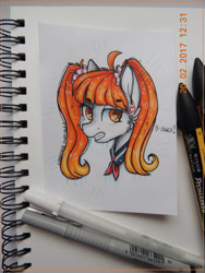 Size: 2121x2828 | Tagged: safe, artist:canadianpancake1, pony, bust, headshot commission, high res, marker drawing, osana najimi, ponified, ponyfications, portrait, solo, traditional art, yandere simulator