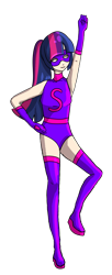Size: 605x1476 | Tagged: safe, artist:kitkhat, sci-twi, twilight sparkle, human, g4, boots, female, humanized, sci-titan, shoes, simple background, solo, superhero, thigh boots, transparent background