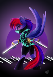 Size: 1506x2200 | Tagged: safe, alternate version, artist:tsitra360, rainbow dash, pegasus, pony, g4, clothes, cosplay, costume, crossover, female, k/da, league of legends, mare, neon, solo, video game crossover
