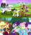 Size: 1920x2160 | Tagged: safe, artist:troymahezaart, edit, edited screencap, screencap, applejack, fluttershy, rainbow dash, rarity, sci-twi, sunset shimmer, twilight sparkle, oc, equestria girls, festival filters, g4, my little pony equestria girls: better together, 2020, 2021, comparison, five nights at freddy's, five nights at freddy's: security breach, golf, golf club, montgomery gator, music festival outfit, non-mlp oc, scott cawthon, shrunken pupils, sports, steel wool studios, teary eyes