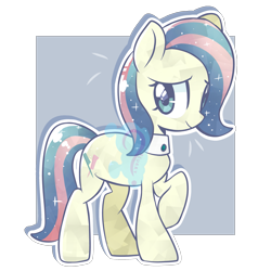 Size: 2649x2649 | Tagged: safe, artist:blurry-kun, bonna fide, glamour gleam, crystal pony, pony, g4, commission, female, high res, mare, raised hoof, smiling, watermark