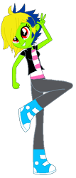 Size: 264x618 | Tagged: safe, artist:amgiwolf, oc, oc only, oc:viexy ams, equestria girls, g4, boots, clothes, ear piercing, earring, equestria girls-ified, eyelashes, female, grin, jewelry, peace sign, piercing, shoes, simple background, smiling, solo, transparent background, vest