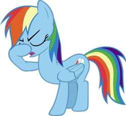 Size: 2549x2352 | Tagged: safe, artist:ocarina0ftimelord, rainbow dash, pegasus, pony, g4, facehoof, female, high res, mare, simple background, solo, transparent background, vector