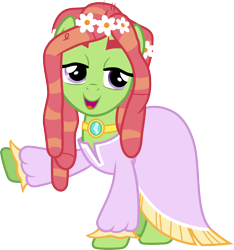 Size: 4000x4277 | Tagged: safe, artist:jeatz-axl, tree hugger, earth pony, pony, g4, absurd resolution, clothes, dress, female, gala dress, mare, raised hoof, simple background, solo, transparent background, vector