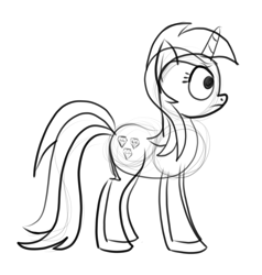 Size: 1522x1596 | Tagged: safe, artist:byteslice, amethyst star, sparkler, pony, unicorn, g4, female, mare, monochrome, simple background, sketch, white background