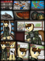 Size: 1750x2333 | Tagged: safe, artist:99999999000, oc, oc:mar baolin, oc:zhang cathy, angelfish, earth pony, fish, pony, unicorn, comic:outing, aquarium, car, clownfish, comic, female