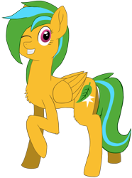 Size: 2585x3467 | Tagged: safe, artist:hopesome-way, derpibooru exclusive, oc, oc only, oc:gleaming copse, pegasus, pony, 2021 community collab, derpibooru community collaboration, female, high res, mare, one eye closed, simple background, transparent background
