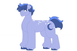 Size: 1280x854 | Tagged: safe, artist:itstechtock, oc, oc only, oc:blue moon, earth pony, pony, magical gay spawn, male, offspring, parent:flash sentry, parent:star tracker, simple background, solo, stallion, white background