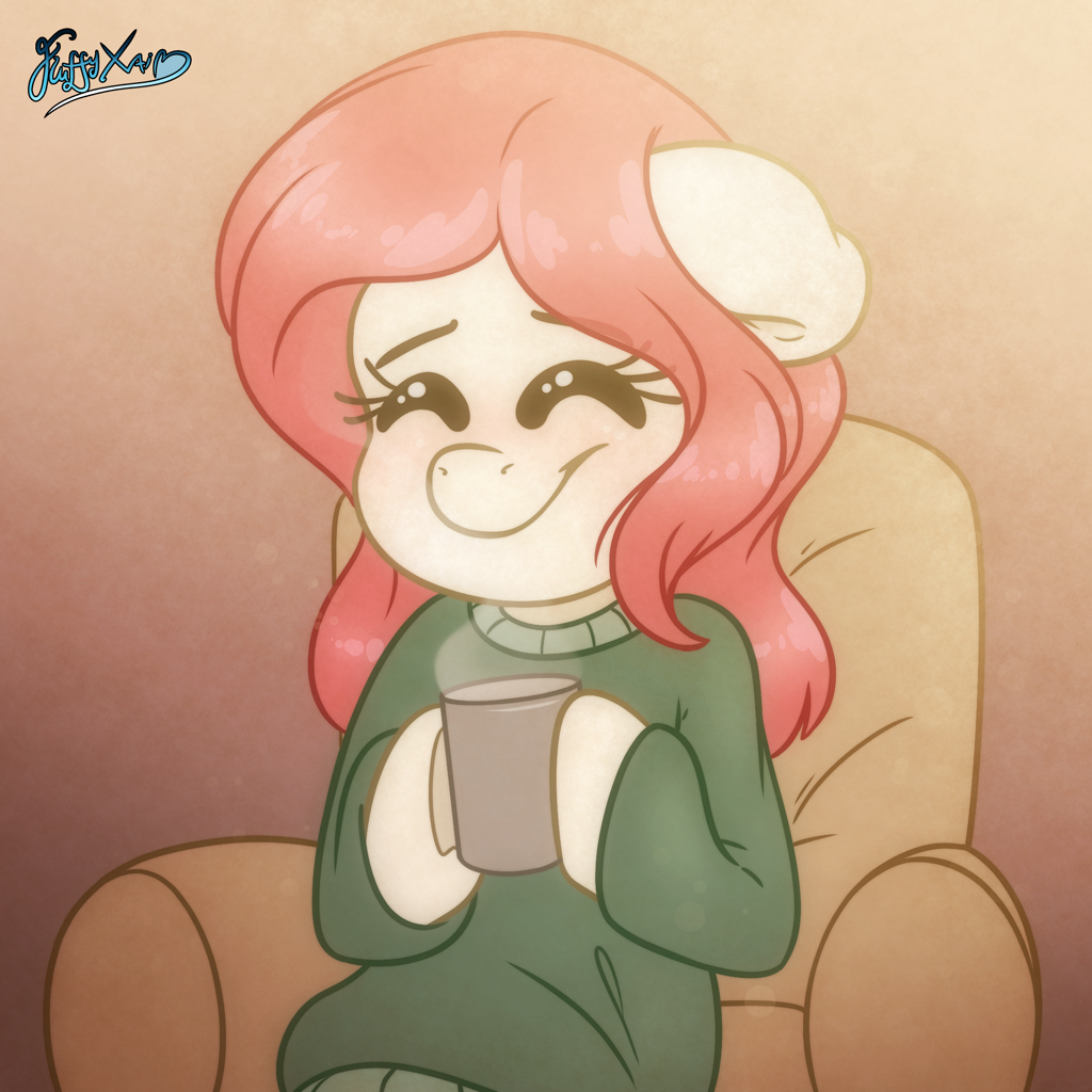 2512767 Safe Artist Fluffyxai Oc Oc Only Blushing Chair Cute