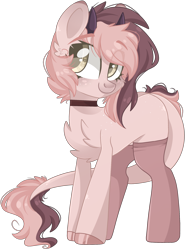 Size: 1639x2211 | Tagged: safe, artist:cinnamontee, oc, oc only, oc:erin, earth pony, pony, choker, clothes, female, mare, simple background, solo, stockings, thigh highs, transparent background