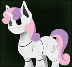 Size: 1560x1449 | Tagged: safe, artist:tiviyl, sweetie belle, pony, robot, robot pony, unicorn, friendship is witchcraft, g4, solo, sweetie bot