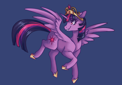 Size: 3000x2100 | Tagged: safe, artist:flaming-trash-can, twilight sparkle, alicorn, pony, g4, big crown thingy, blue background, element of magic, high res, jewelry, regalia, simple background, solo, twilight sparkle (alicorn)