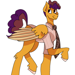 Size: 768x768 | Tagged: safe, artist:icantaert, oc, oc only, pegasus, pony, clothes, colored hooves, necktie, pegasus oc, raised hoof, simple background, solo, transparent background, two toned wings, wings