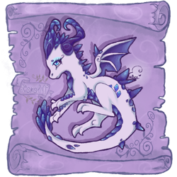 Size: 1000x1000 | Tagged: safe, alternate version, artist:kokolat_spark, rarity, dragon, g4, dragonified, female, horns, raridragon, simple background, solo, species swap, transparent background, wings