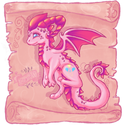 Size: 1000x1000 | Tagged: safe, alternate version, artist:kokolat_spark, pinkie pie, dragon, g4, dragonified, female, horns, pinkiedragon, simple background, solo, species swap, transparent background, wings