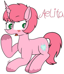 Size: 1873x2187 | Tagged: safe, artist:muhammad yunus, pony, unicorn, aelita schaeffer, code lyoko, crossover, female, i can't believe it's not 徐詩珮, looking at you, mare, open mouth, ponified, simple background, solo, transparent background