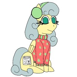 Size: 800x800 | Tagged: safe, artist:mintymelody, oc, oc only, oc:rainbow ribbon, earth pony, pony, 2021 community collab, derpibooru community collaboration, clothes, simple background, solo, sweater, transparent background