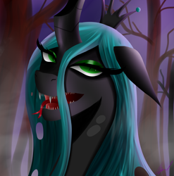 Size: 4052x4093 | Tagged: safe, artist:flaxen's art corner, queen chrysalis, changeling, changeling queen, g4, crown, eyeshadow, female, jewelry, makeup, regalia, tongue out