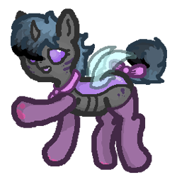 Size: 267x267 | Tagged: safe, artist:deathocty, oc, oc only, changeling, bow, clothes, cute, female, purple changeling, socks, solo, stockings, thigh highs