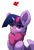 Size: 2030x3000 | Tagged: safe, artist:skitsroom, twilight sparkle, alicorn, pony, g4, :p, blushing, cute, female, heart, high res, lidded eyes, looking at you, mare, pillow, simple background, solo, tongue out, twiabetes, twilight sparkle (alicorn), white background