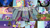 Size: 1960x1103 | Tagged: safe, edit, edited screencap, editor:quoterific, screencap, applejack, big macintosh, discord, fluttershy, nightmare moon, pinkie pie, princess celestia, princess luna, rainbow dash, rarity, spike, twilight sparkle, zecora, g4, my little pony: friendship is magic, princess twilight sparkle (episode), apple, apple tree, black vine, mane six, moon, nest, shower, stained glass, tree, tree branch