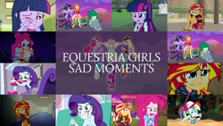 Size: 1992x1121 | Tagged: safe, edit, edited screencap, editor:quoterific, screencap, applejack, fluttershy, pinkie pie, rainbow dash, rarity, sci-twi, sunset shimmer, twilight sparkle, wallflower blush, human, equestria girls, equestria girls specials, g4, my little pony equestria girls, my little pony equestria girls: better together, my little pony equestria girls: dance magic, my little pony equestria girls: forgotten friendship, my little pony equestria girls: friendship games, my little pony equestria girls: rainbow rocks, my little pony equestria girls: spring breakdown, my little pony equestria girls: sunset's backstage pass, collage, crying, humane five, humane seven, humane six, male, pinkie cry, sad