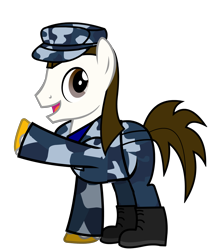 Size: 1988x2297 | Tagged: safe, artist:lightning-bliss, oc, oc only, oc:rough seas, earth pony, pony, 2021 community collab, derpibooru community collaboration, clothes, male, simple background, smiling, solo, stallion, transparent background, uniform