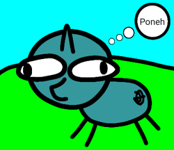 Size: 370x320 | Tagged: safe, artist:theunidentifiedchangeling, oc, oc only, unnamed oc, pony, unicorn, crappy art, cutie mark, digital art, inner thoughts, intentionally bad, poneh, solo, stick pony, stylistic suck, text, thought bubble