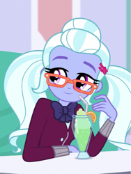 Size: 539x718 | Tagged: safe, edit, edited screencap, screencap, sugarcoat, equestria girls, equestria girls specials, g4, my little pony equestria girls: dance magic, cropped, drink, inverted mouth