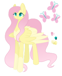 Size: 1280x1567 | Tagged: safe, artist:magicuniclaws, fluttershy, pony, g4, simple background, solo, transparent background, two toned wings, wings